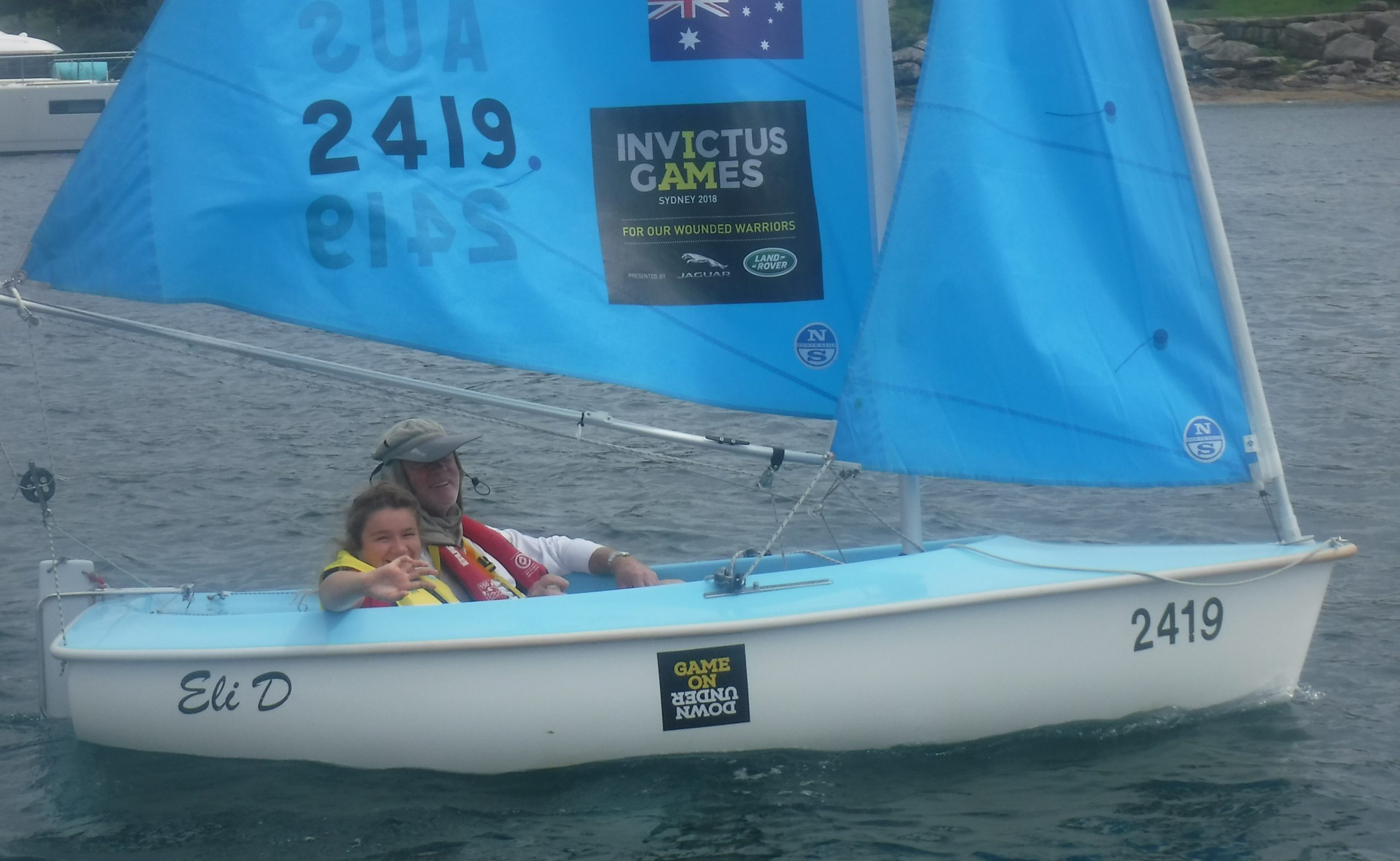 Michael sailing with Fiona